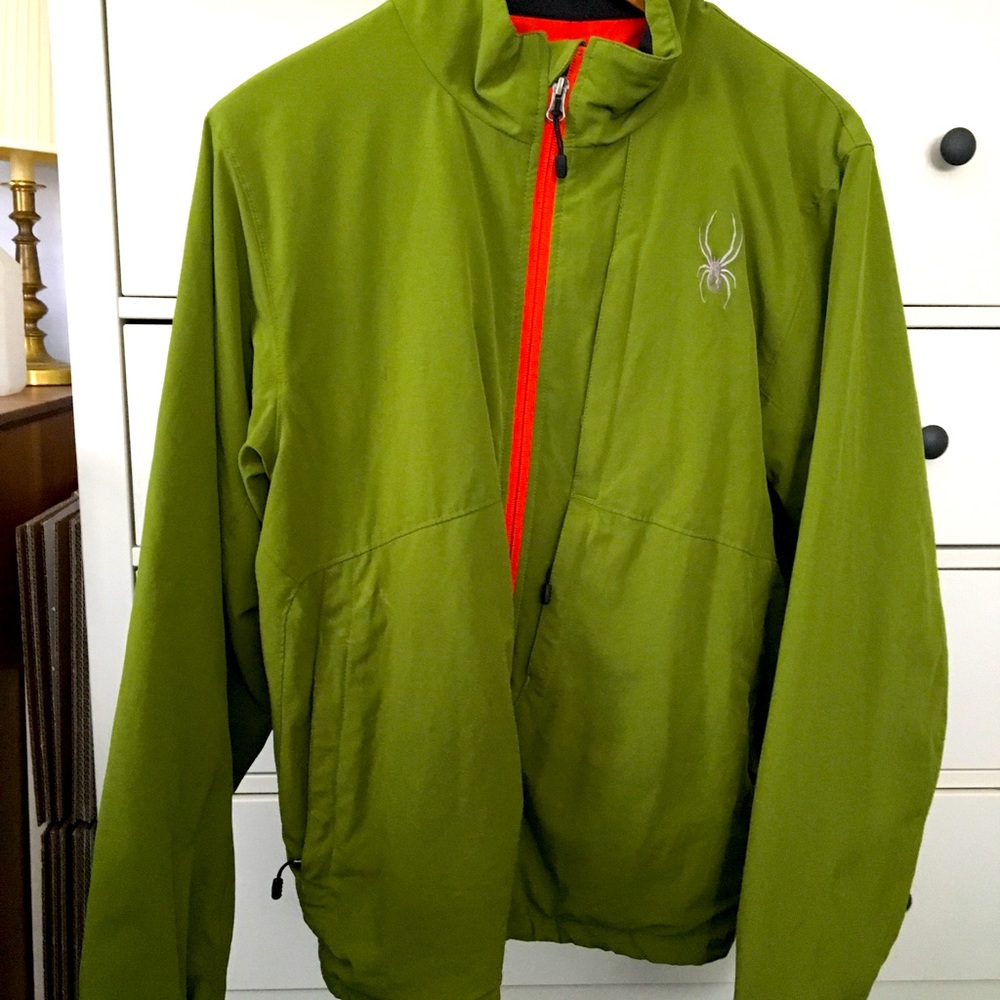Men’s green Spyder winter jacket, size M.